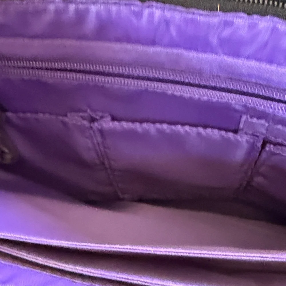 FranklinCovey Genuine Leather Briefcase Laptop Tote Purple Lined